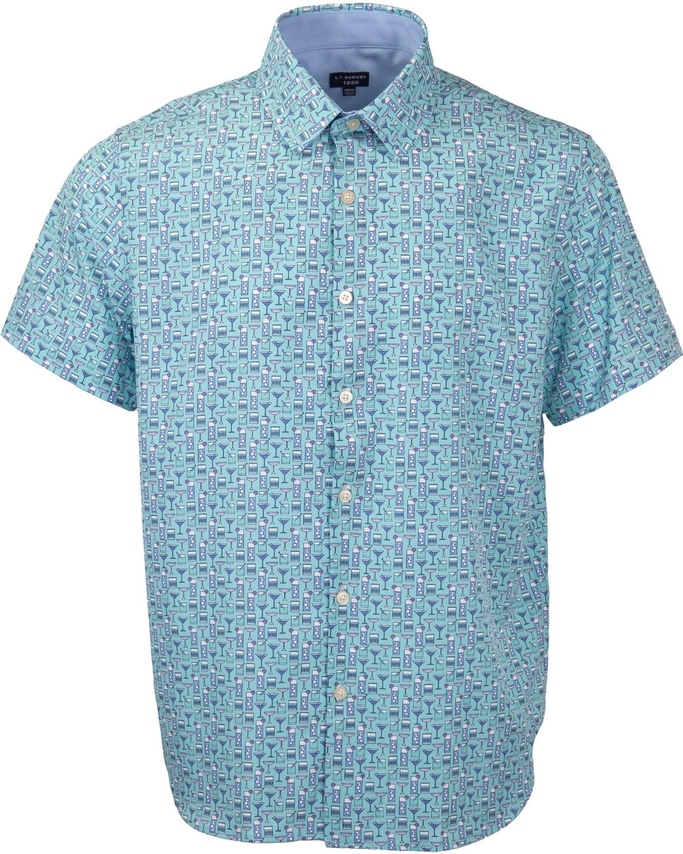 FULL DULL POLYESTER OXFORD PRINT SHIRT CHEERS MINT