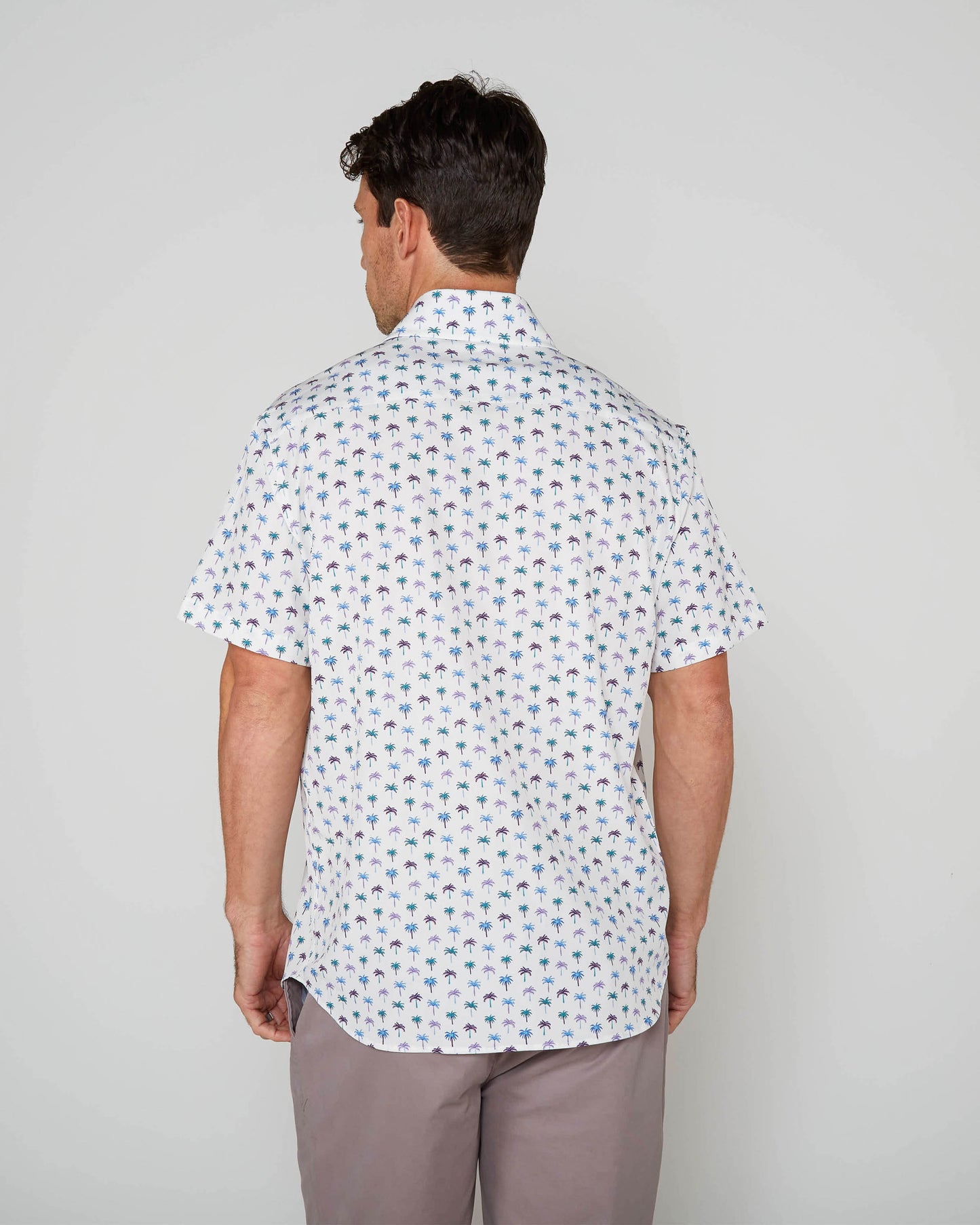 FULL DULL POLYESTER OXFORD PRINT SHIRT STHN PALM WHITE