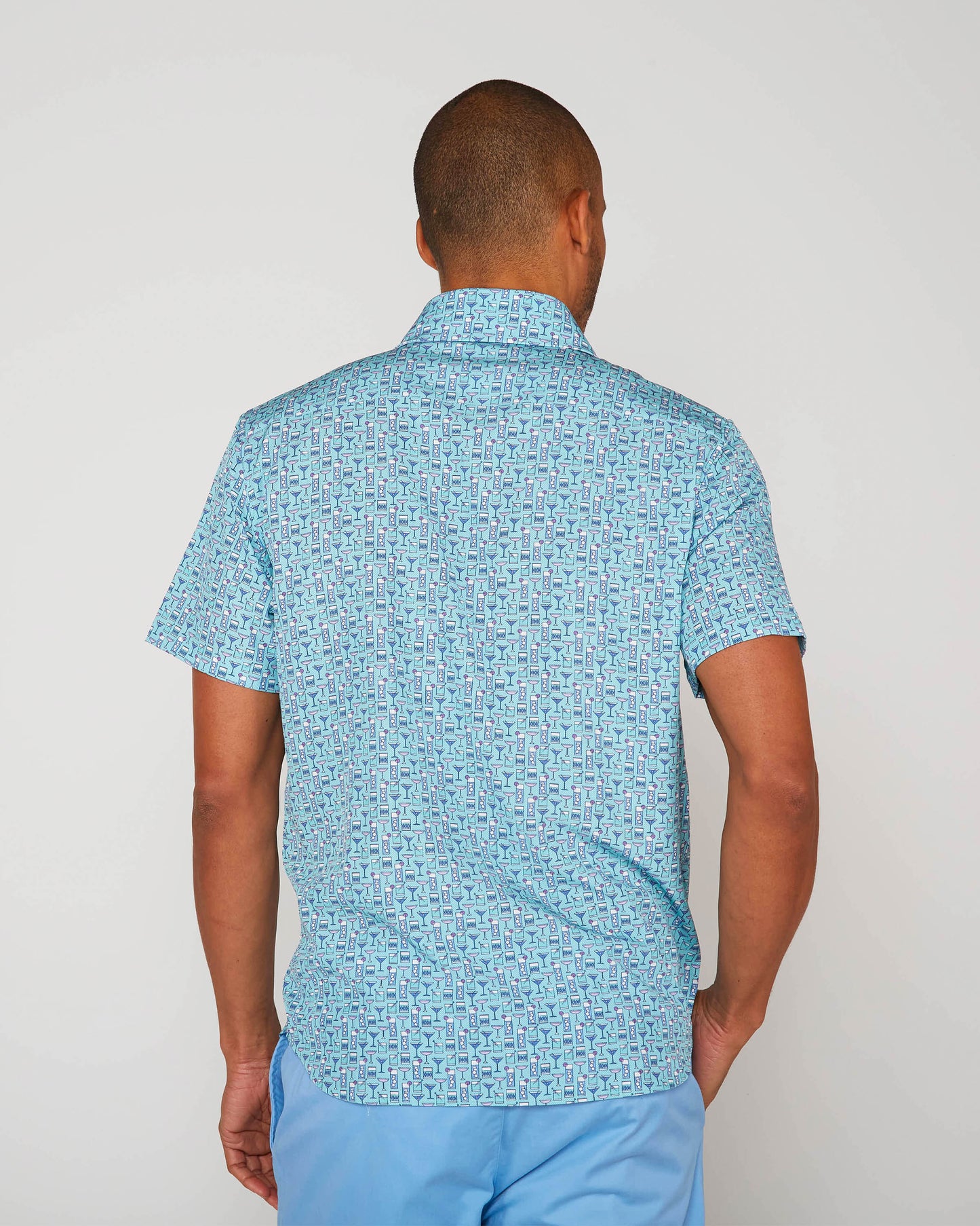 FULL DULL POLYESTER OXFORD PRINT SHIRT CHEERS MINT
