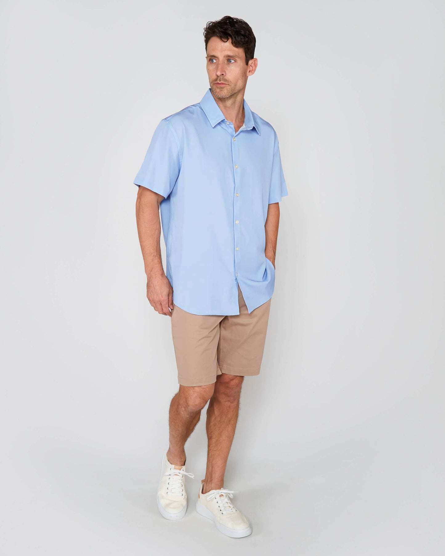FULL DULL POLYESTER OXFORD PRINT SHIRT NWK OXFORD BLUE