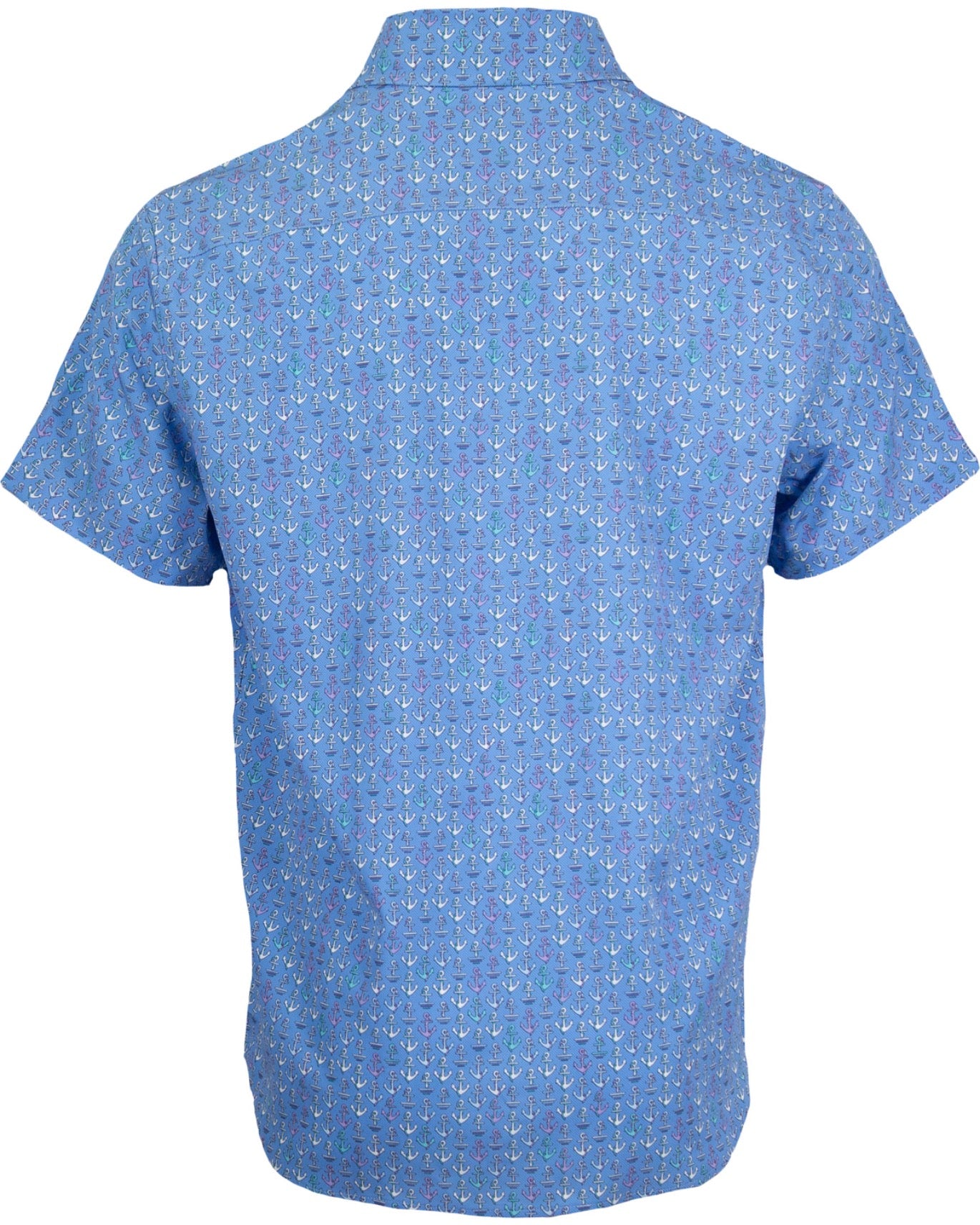 FULL DULL POLYESTER OXFORD PRINT SHIRT ANCHORS BLUE