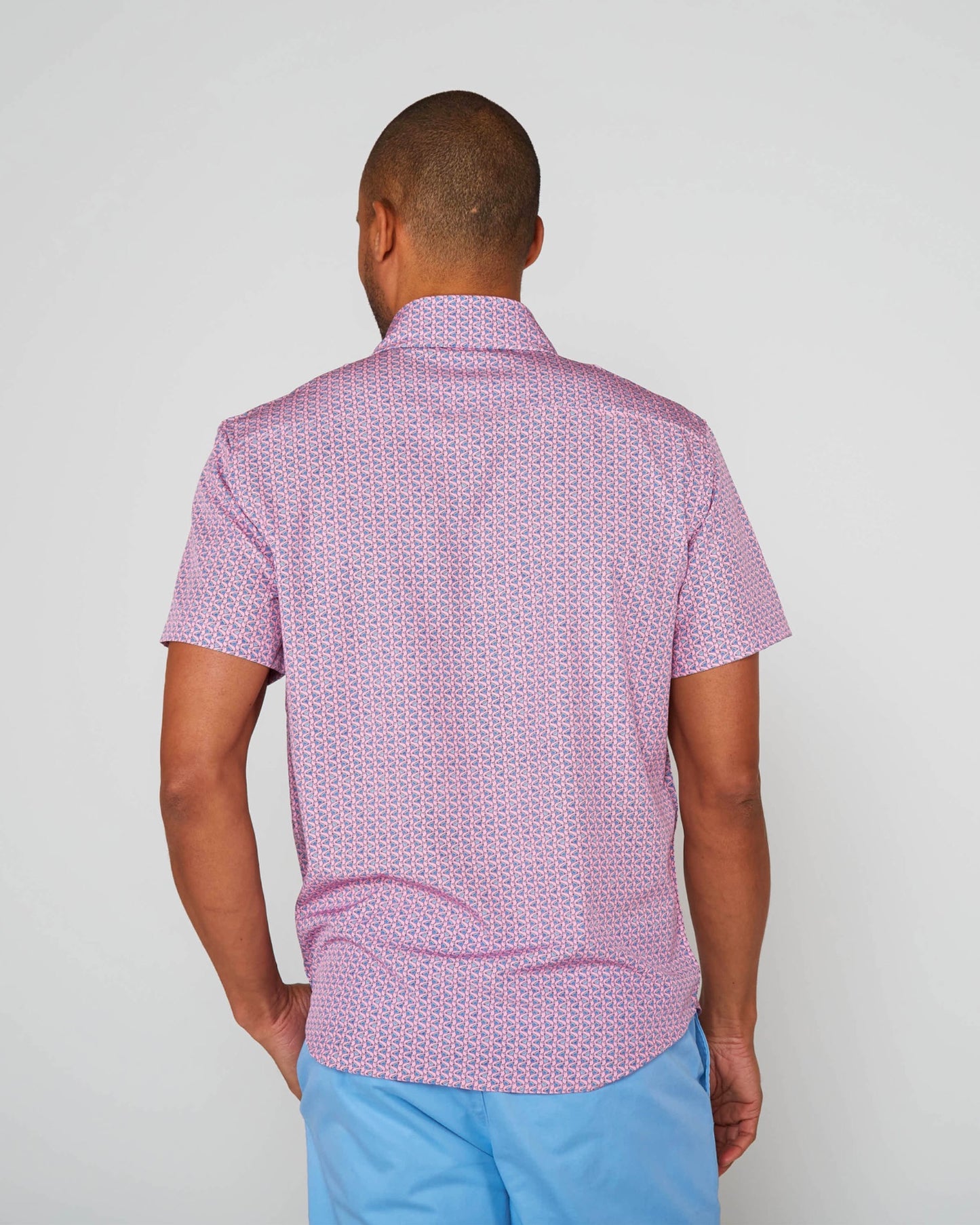 FULL DULL POLYESTER OXFORD PRINT SHIRT TILT GLASS PINK