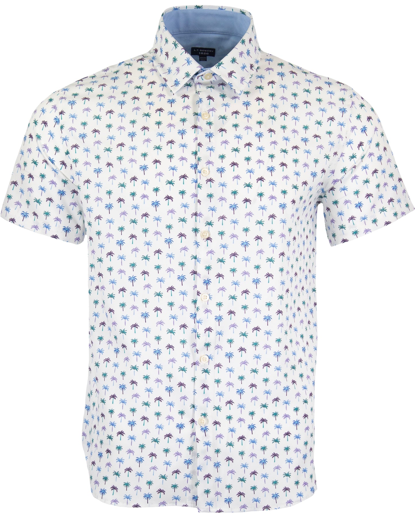 NEWARK PERFORMANCE PRINT SHIRT OXFORD PALM WHITE