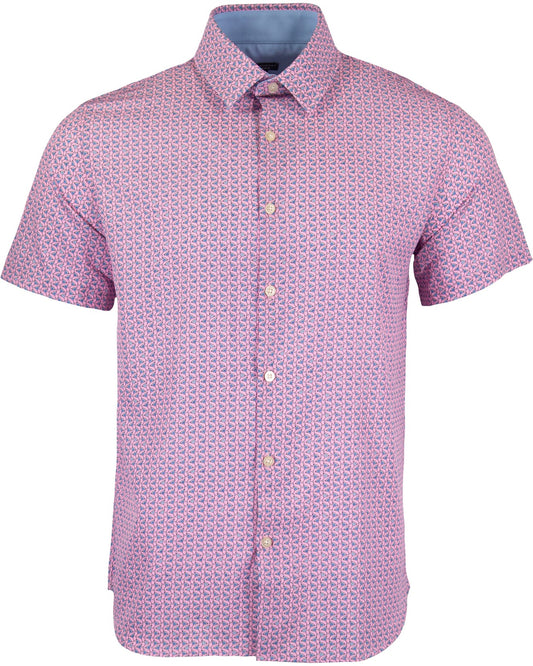 FULL DULL POLYESTER OXFORD PRINT SHIRT TILT GLASS PINK