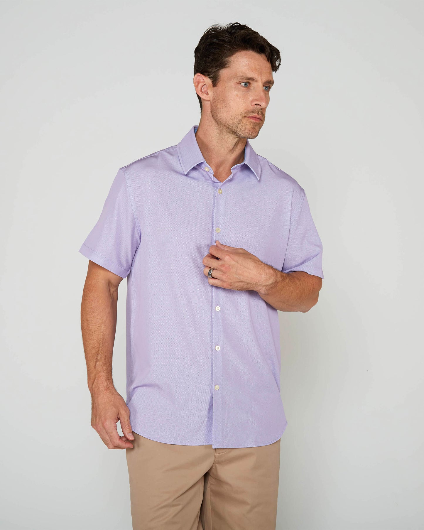 FULL DULL POLYESTER OXFORD PRINT SHIRT NWK OXFORD LILAC