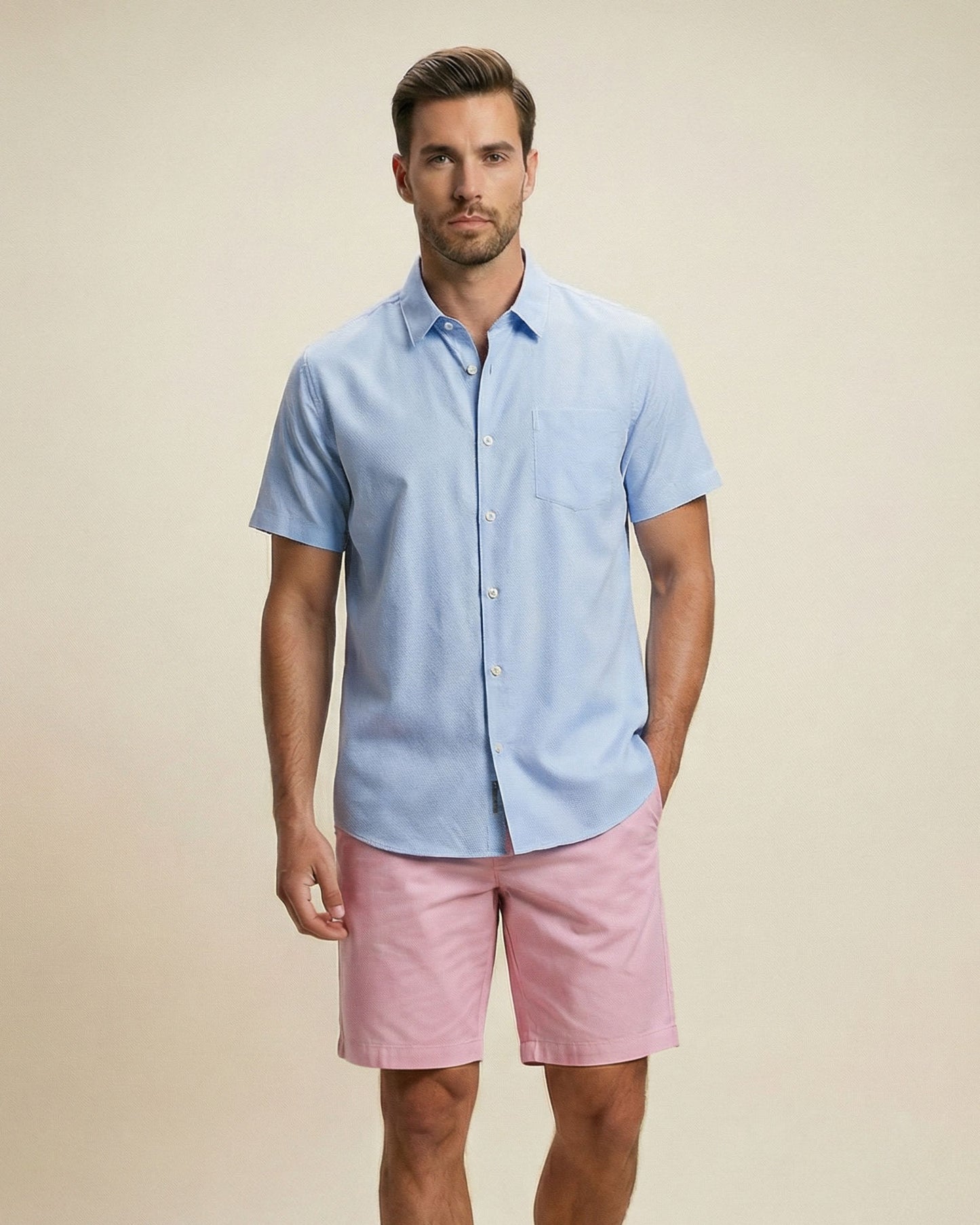 NEWARK PERFORMANCE PRINT SHIRT OXFORD BLUE