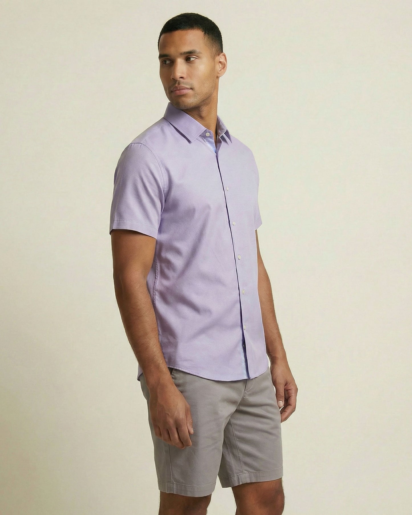 NEWARK PERFORMANCE PRINT SHIRT OXFORD LILAC