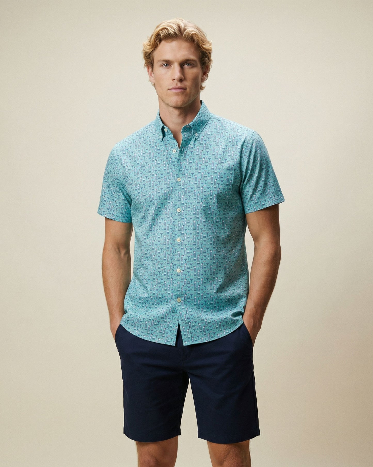 NEWARK PERFORMANCE PRINT SHIRT OXFORD CHEERS MINT