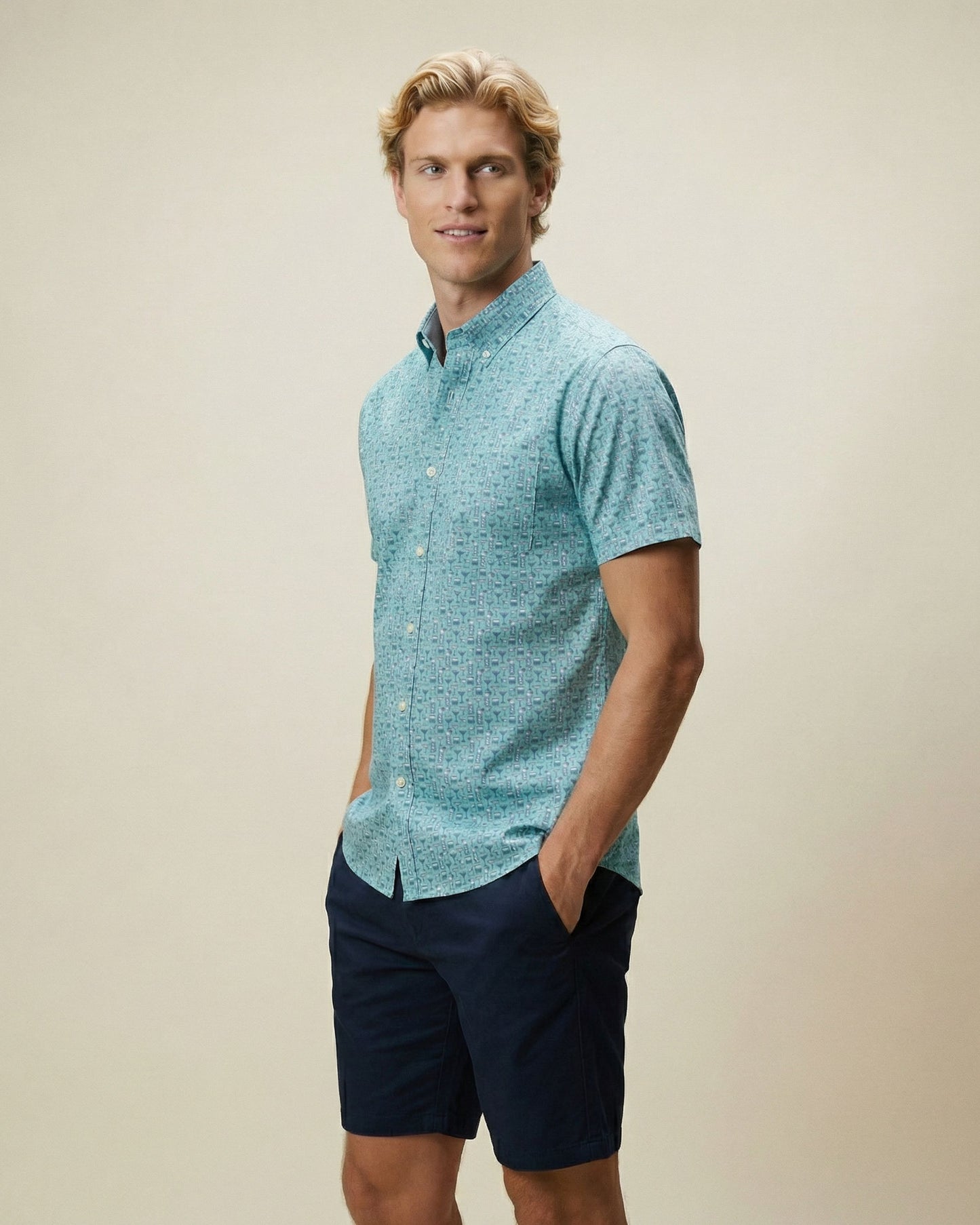 NEWARK PERFORMANCE PRINT SHIRT OXFORD CHEERS MINT