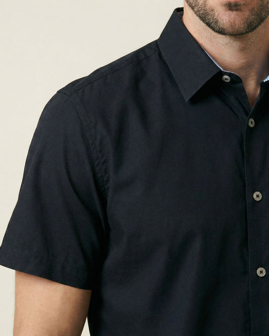 NEWARK PERFORMANCE PRINT SHIRT OXFORD BLACK