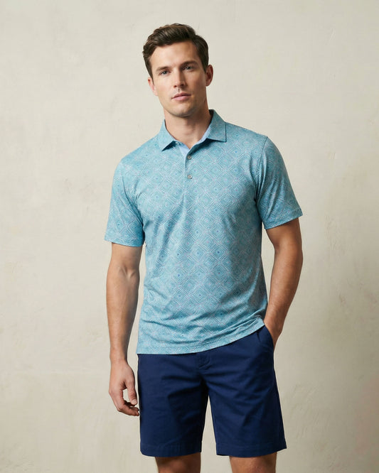 HUDSON GOLF PERFORMANCE POLO CUBE CLUBS TEAL