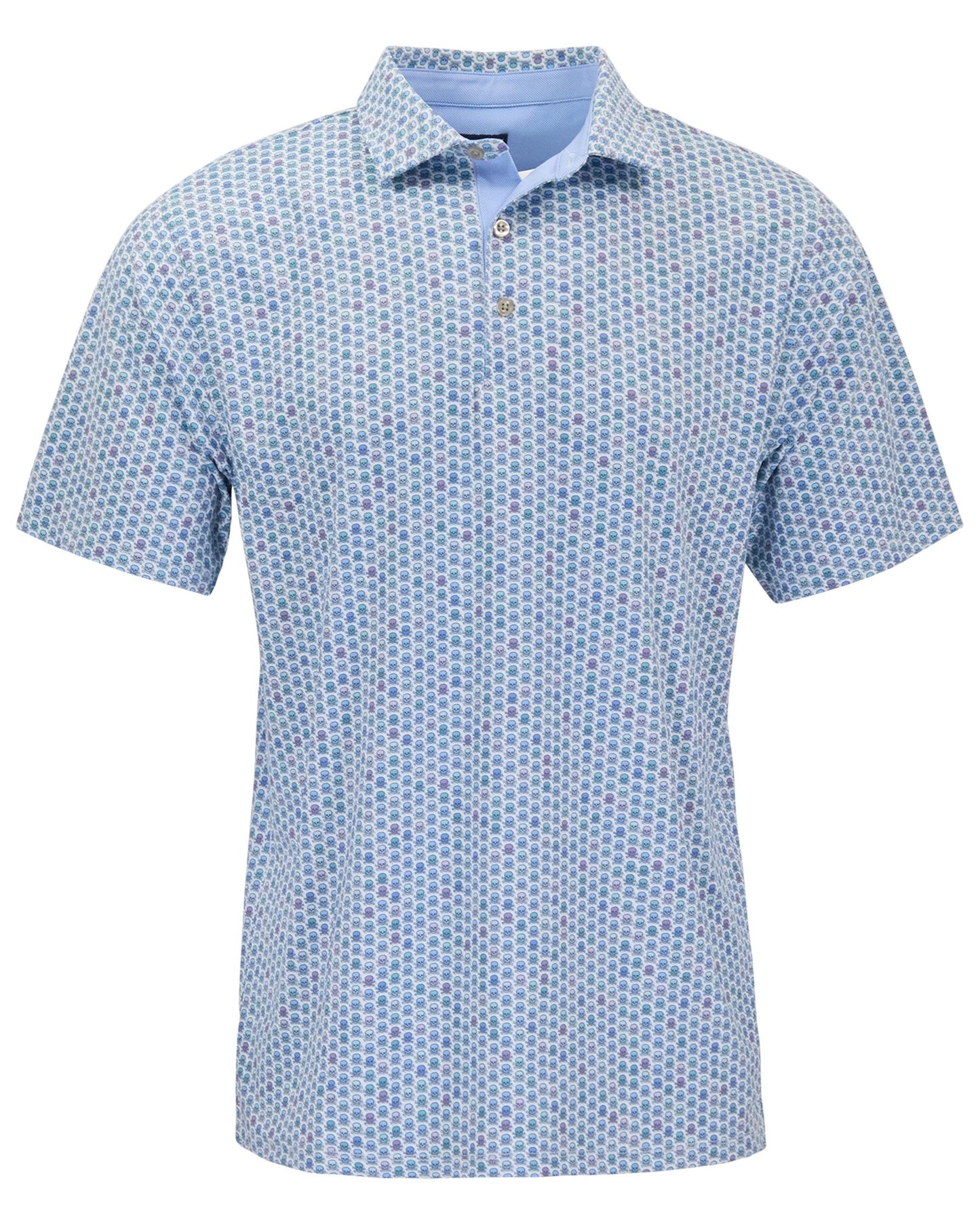 HUDSON GOLF PERFORMANCE POLO HAPPY SKULLS WHITE