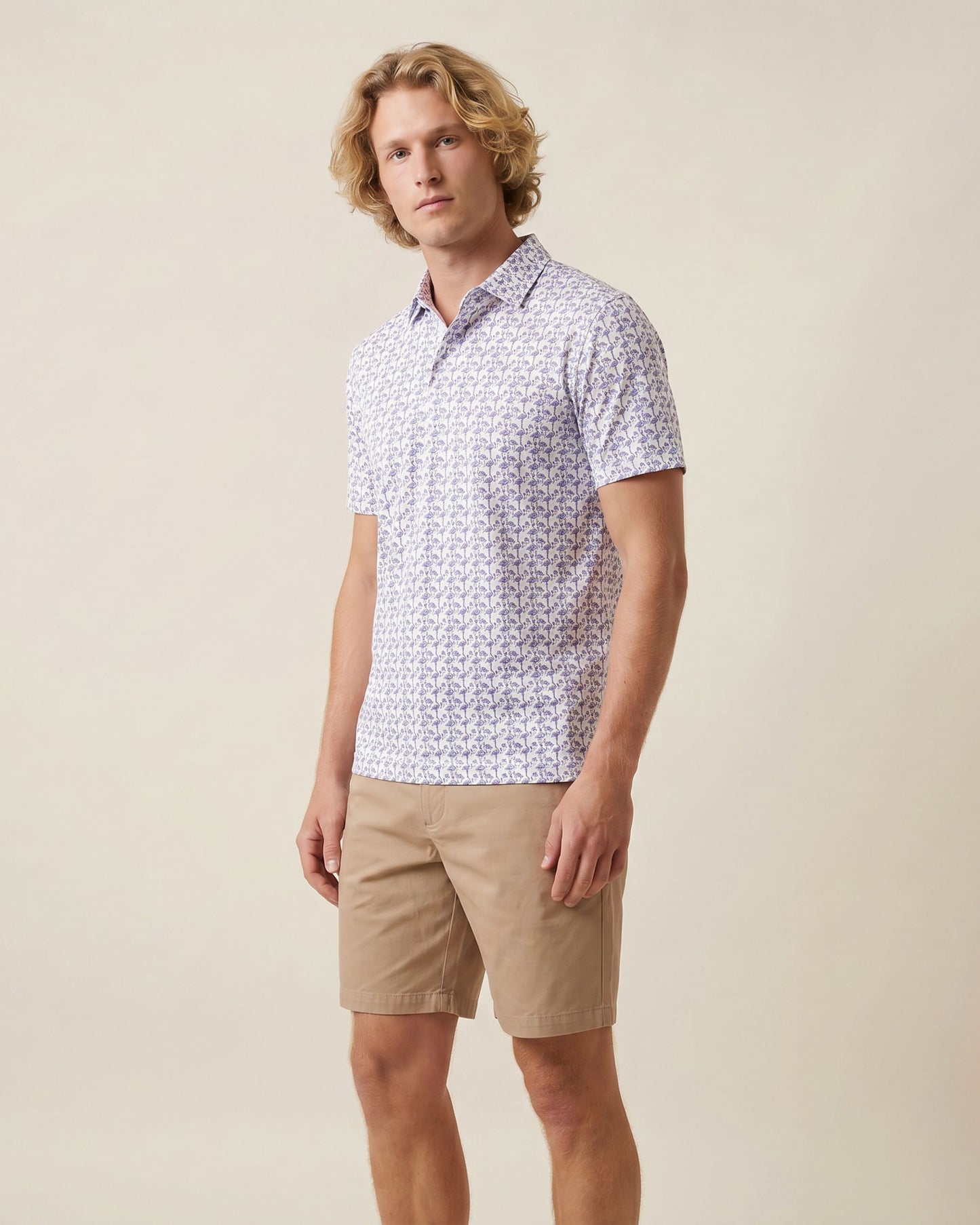 HUDSON GOLF PERFORMANCE POLO FLAMINGO WHITE