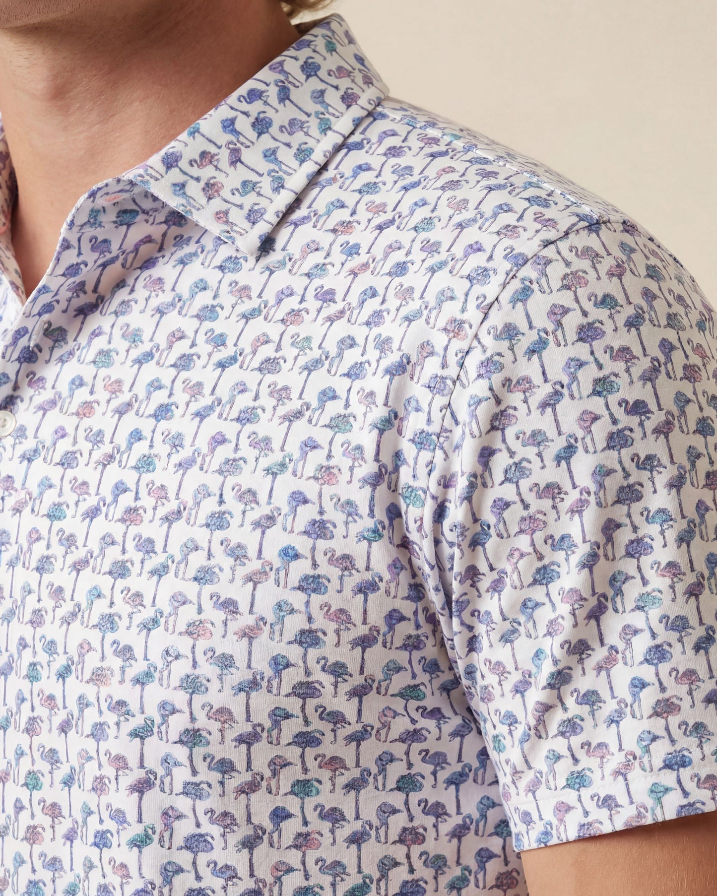 HUDSON GOLF PERFORMANCE POLO FLAMINGO WHITE