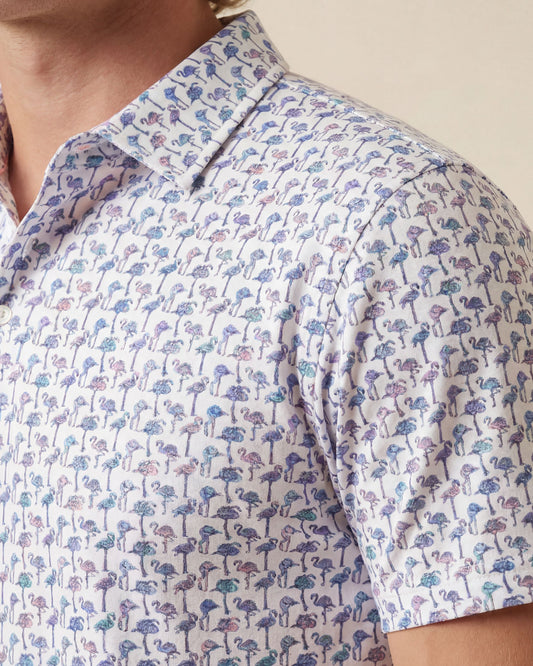 HUDSON GOLF PERFORMANCE POLO FLAMINGO WHITE