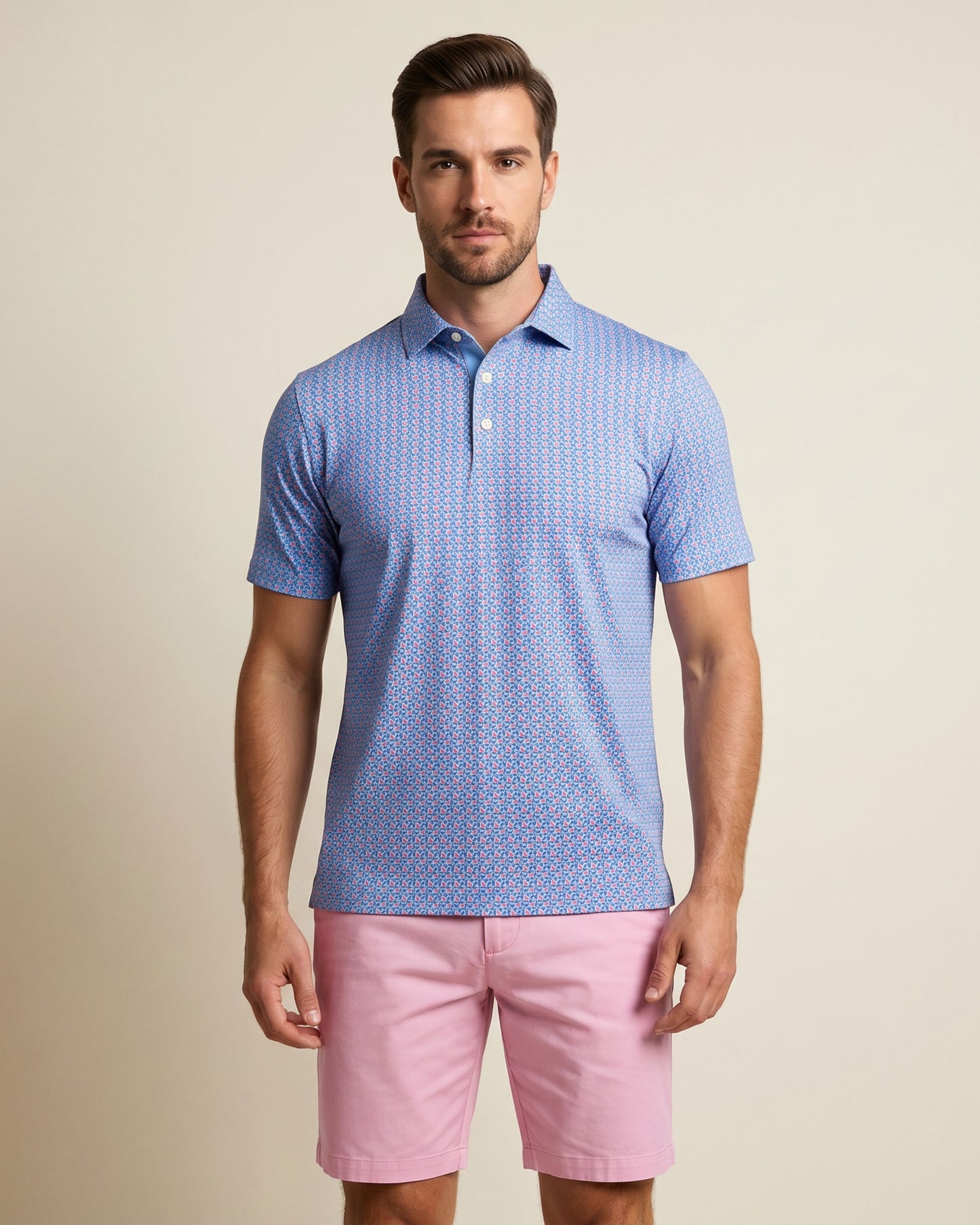 HUDSON GOLF PERFORMANCE POLO TILT GLASS BLUE