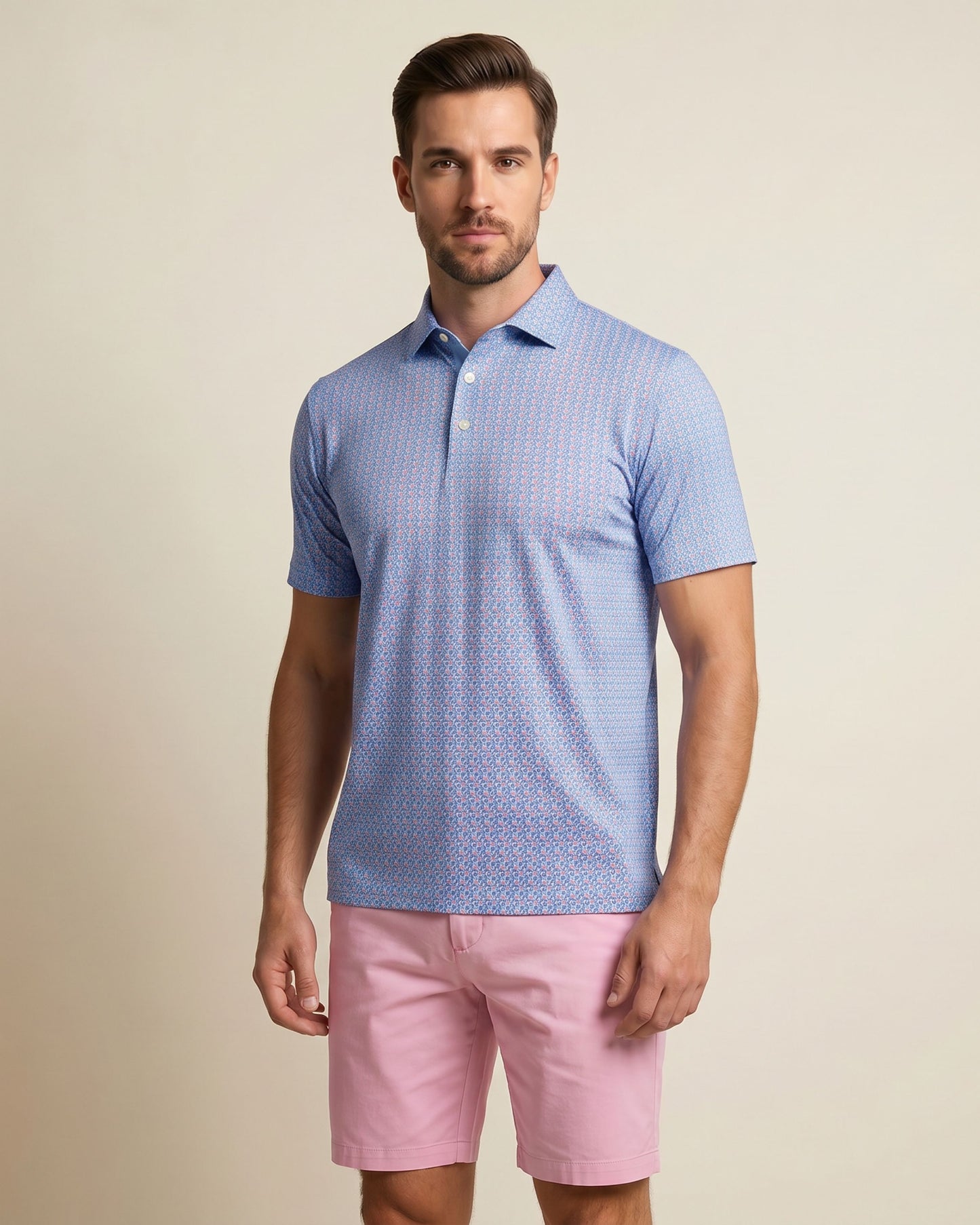 HUDSON GOLF PERFORMANCE POLO TILT GLASS BLUE