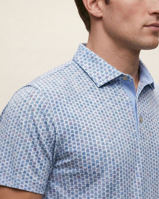 HUDSON GOLF PERFORMANCE POLO HAPPY SKULLS WHITE