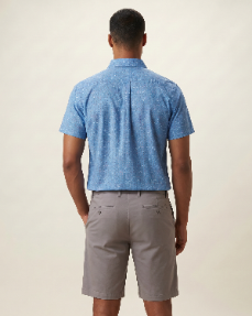 NEWARK PERFORMANCE PRINT SHIRT OXFORD ANCHORS BLUE