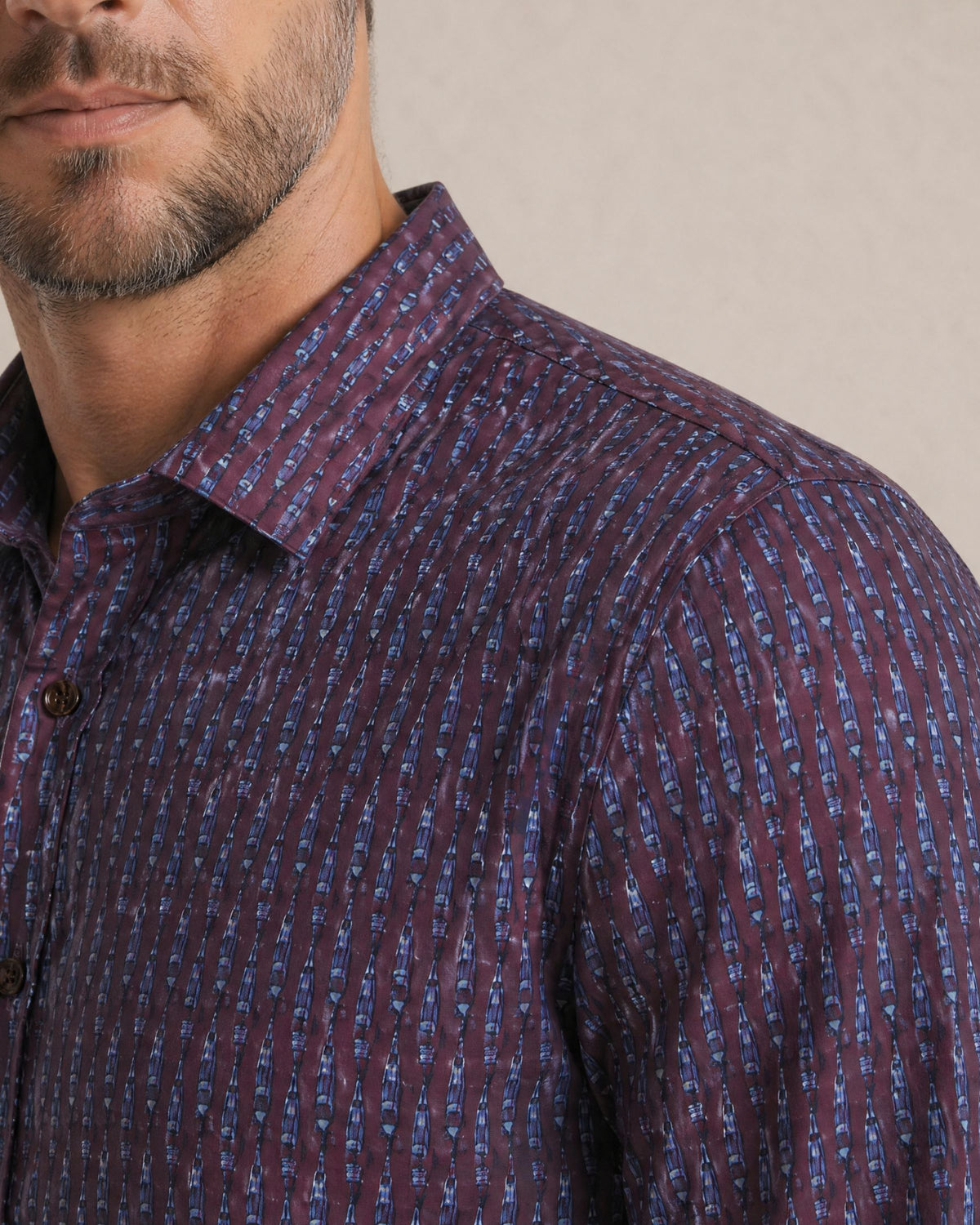 GEORGE STRETCH PERFORMANCE LONG SLEEVE BUTTON UP BOURBON PORT