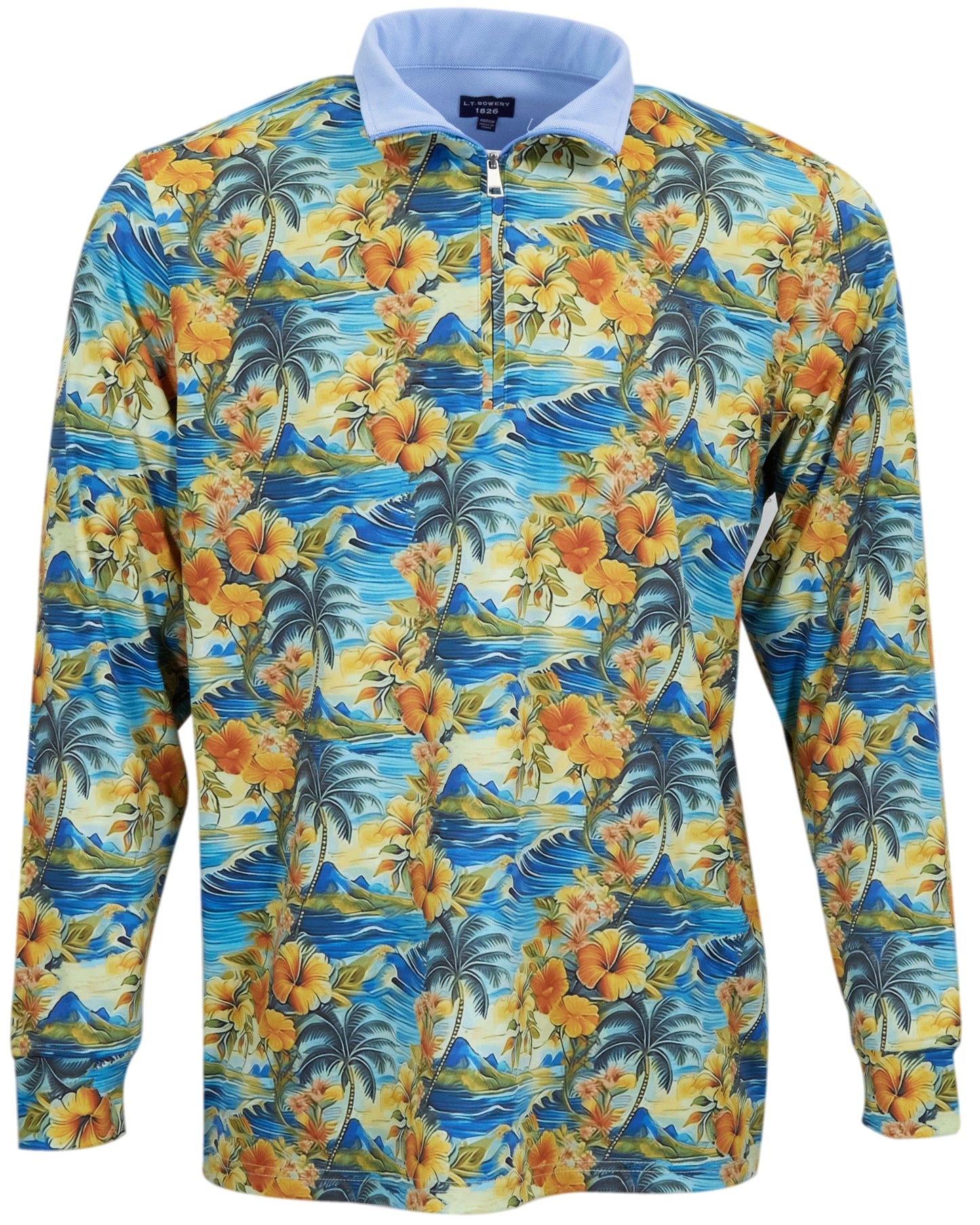 YORK GOLF PERFORMANCE QUARTER ZIP ZIP HAWAIIAN WAVES & PALMS