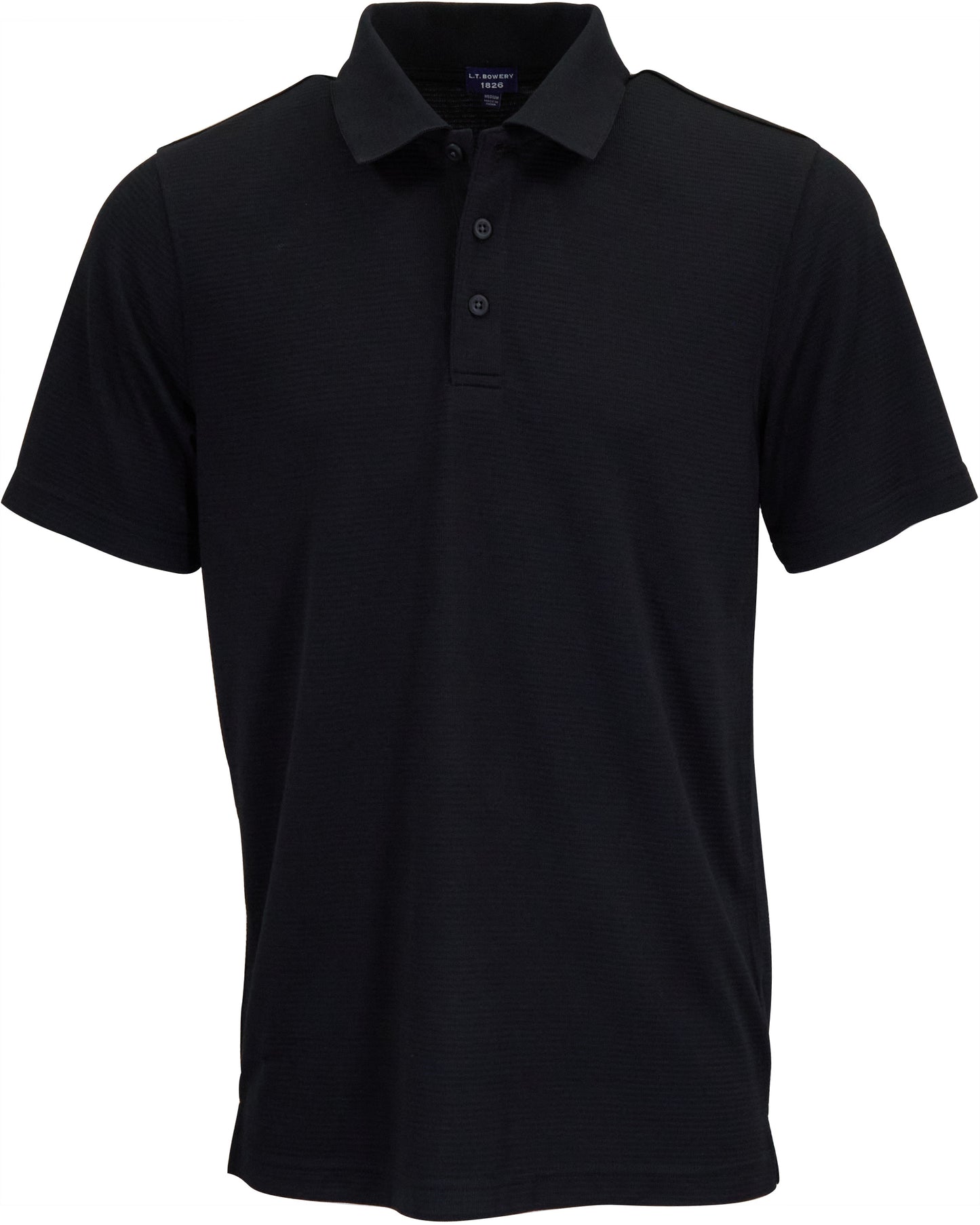 PRESTON OTTOMAN TEXTURED GOLF PERFORMANCE POLO  BLACK
