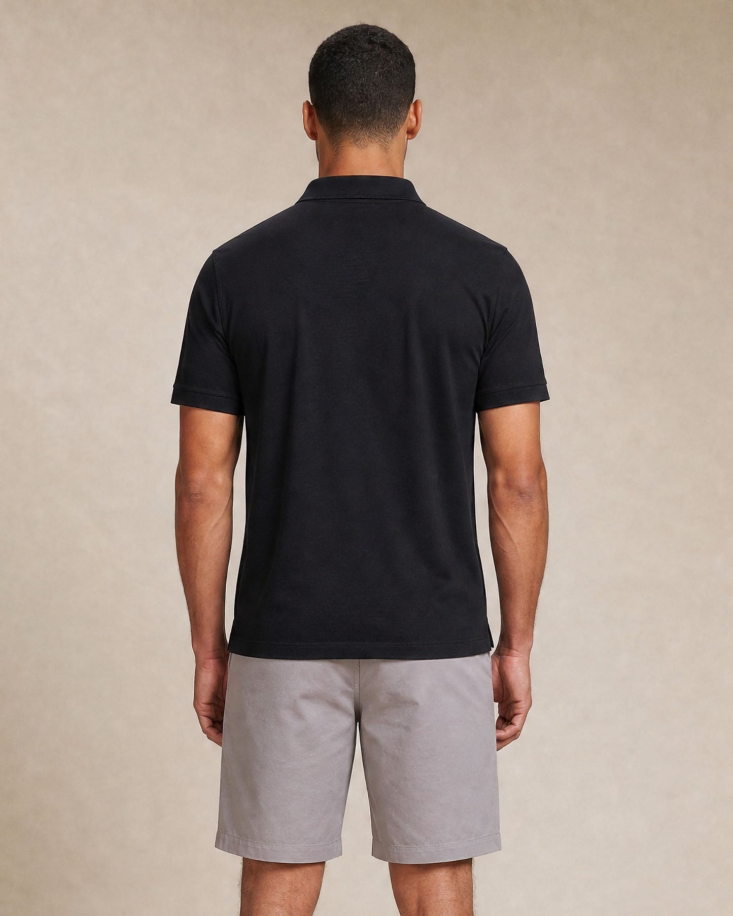 PRESTON OTTOMAN TEXTURED GOLF PERFORMANCE POLO  BLACK