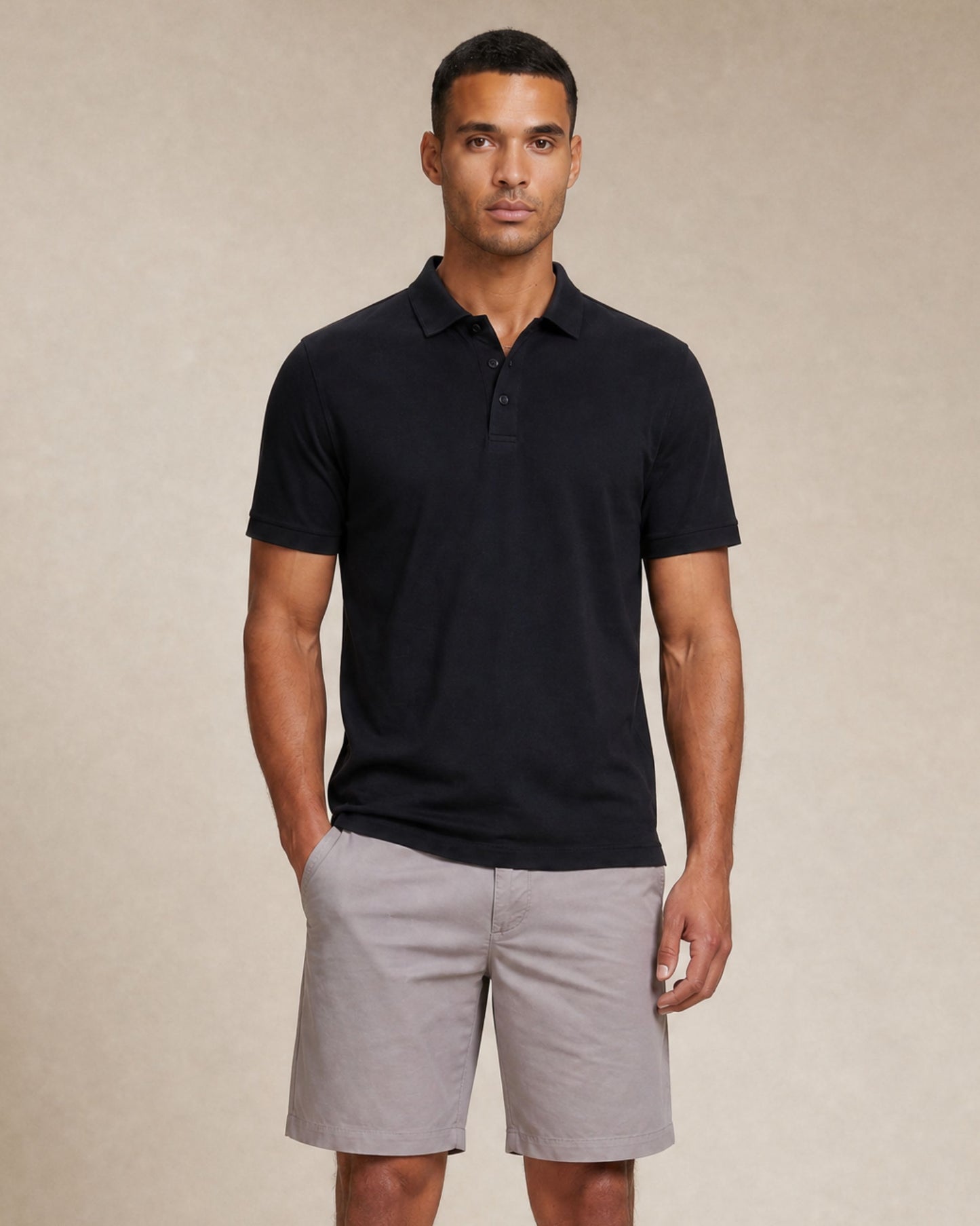 PRESTON OTTOMAN TEXTURED GOLF PERFORMANCE POLO  BLACK