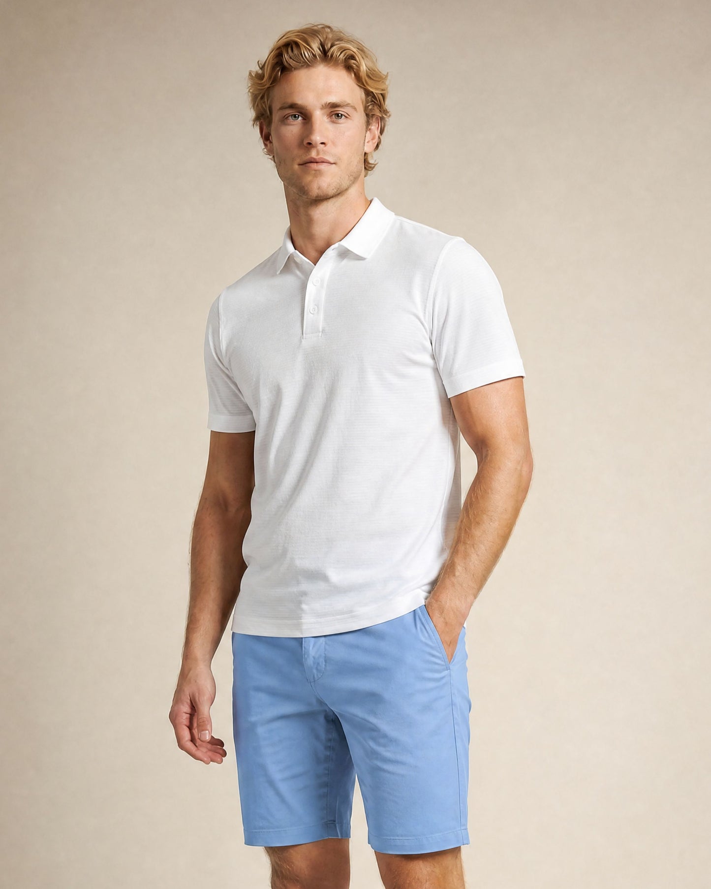PRESTON OTTOMAN TEXTURED GOLF PERFORMANCE POLO  WHITE