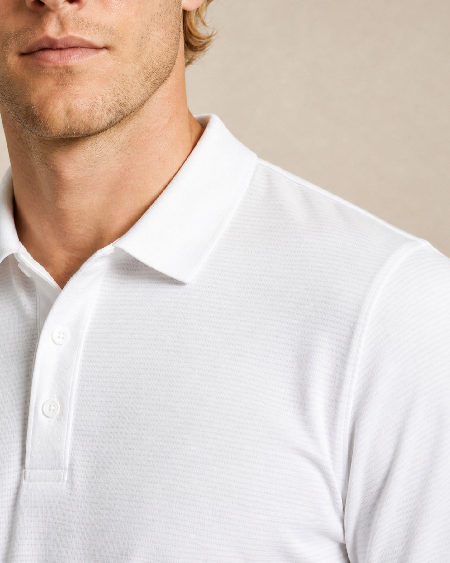 PRESTON OTTOMAN TEXTURED GOLF PERFORMANCE POLO  WHITE