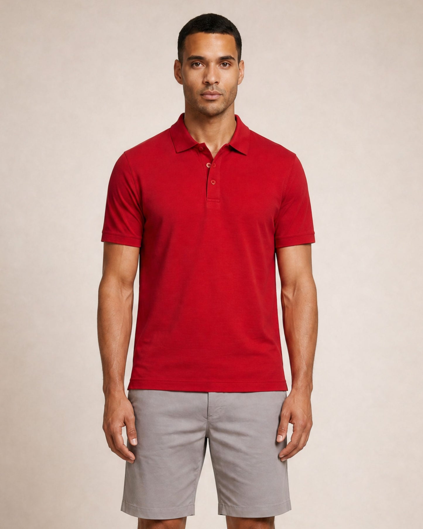 PRESTON OTTOMAN TEXTURED GOLF PERFORMANCE POLO  RED