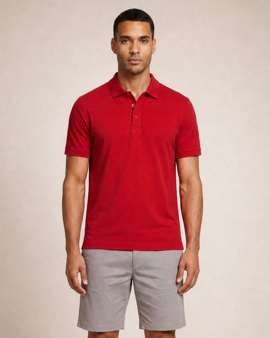 PRESTON OTTOMAN TEXTURED GOLF PERFORMANCE POLO  RED